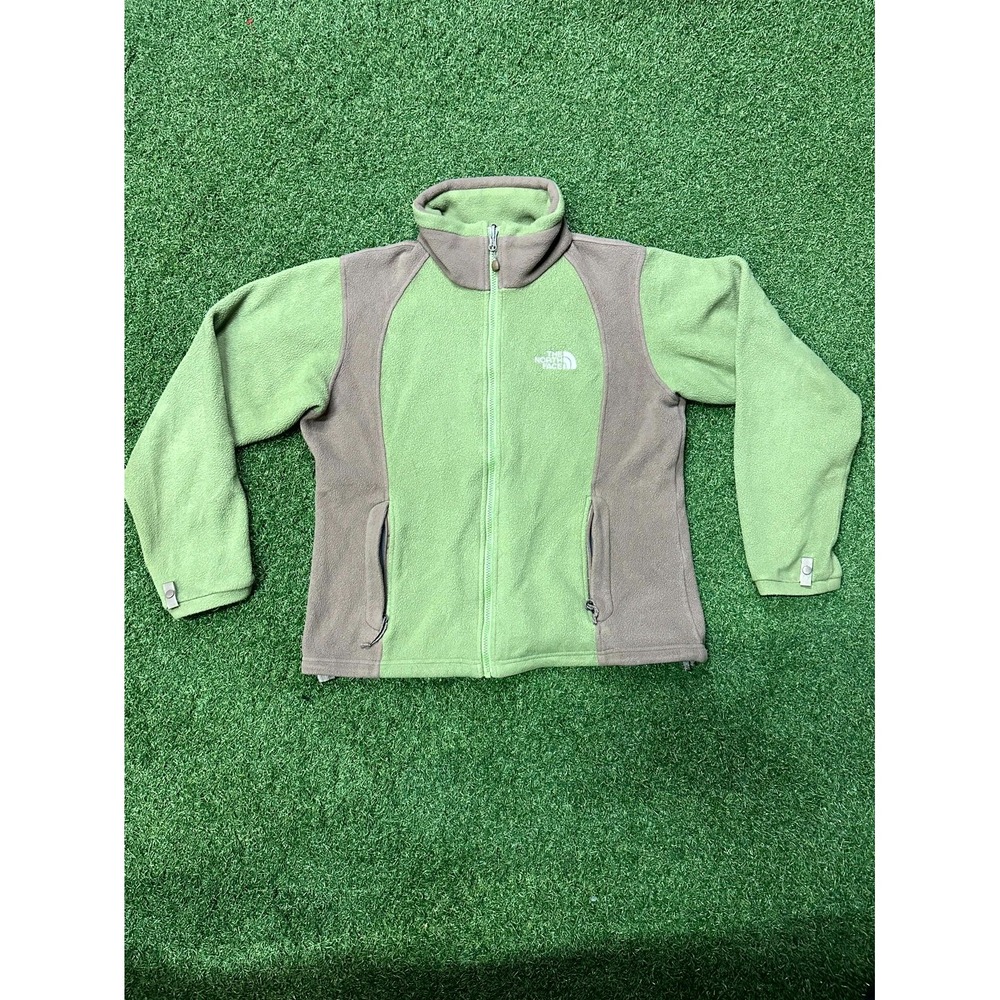 Vintage The North Face Fleece Jacket Women XS Green Mock‎ Neck Classic Full Zip